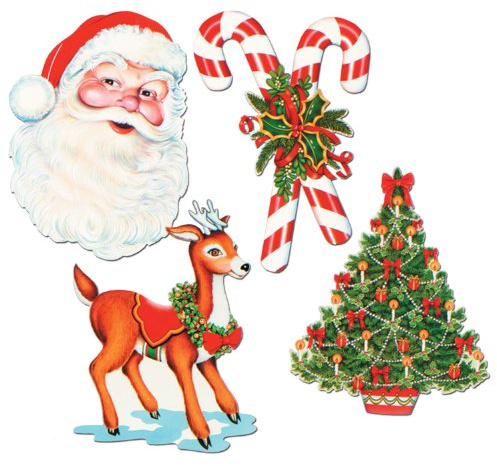 Beistle 22092 4 Stück Merry Christmas Dekorationen Pkgd Weihnachtsausschnitte, Papier, Nicht zutreffend