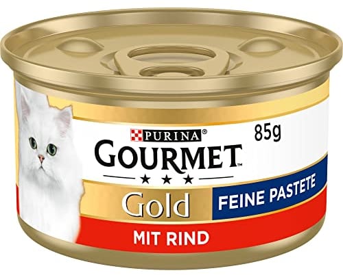 Gourmet PURINA GOURMET Gold Feine Pastete Katzenfutter nass, mit Rind, 12er Pack (12 x 85g)