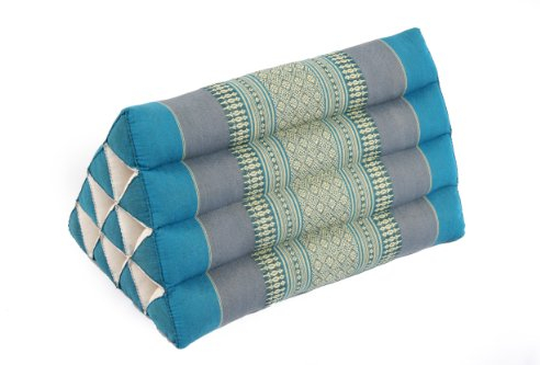 Handelsturm Dreieckskissen Rückenstützkissen 50x28cm – Keilkissen mit 100% Kapok Füllung, waschbar, handgefertigt, ideal als Lesekissen & Meditationskissen (Hellblau)