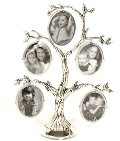Shudehill Albero genealogico con 5 cornici in stile antico, placcato in argento, cornici per foto di famiglia, decorazione della casa, silver
