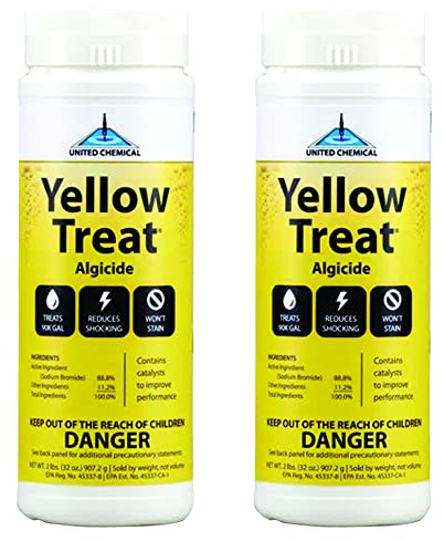 United Chemicals YellowTreat Mustard Algaecide for Swimming Pool – Super Strength Algae Killer for Mustard & Yellow Algae in Saltwater & Chlorine, Above & Inground Pool Treatment | YT2-2LB-C2