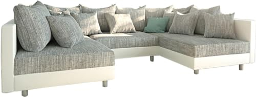 DELIFE Couch Clovis Weiss Hellgrau Wohnlandschaft Modulares Sofa