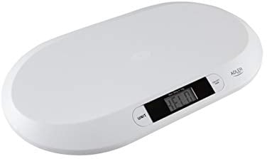 ADLER EUROPE AD 8139 Baby-Waage bis 20 kg, LCD-Display mit Hintergrundbeleuchtung, Haltefunktion, Tara-Funktion, automatische Abschaltung, Präzision 0,01 kg, Baby-Plattform 56x26 cm, Weiß