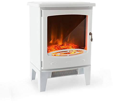 Klarstein Meran Electric Fireplace with Flame Effect - 950 or 1850 W, Stepless Thermostat, InstaFire Without Smoke, Dimmable, Overheating Protection, White