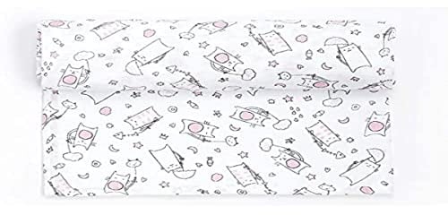 Ti TIN | Baby Musselin, 125x125 cm | Musselin Tuch mit Katzen-Motiv, leichte und weiche Baumwollfaser, Mulltuch vielseitig einsetzbar, als Decke, Halstuch/Dreieckstuch, Spucktuch etc, Farbe: rosa