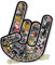Rock Hand Aufkleber Stickerbomb Totenkopf Design cooler Rocker Musik Auto Sticker Skateboard Pommesgabel Heavy Metal wetterfest