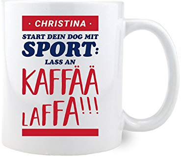 Bavariashop Kaffee-Haferl Start dein Dog mit Wunschname, Tasse mit individuellen Namen, Geschenkidee aus Bayern