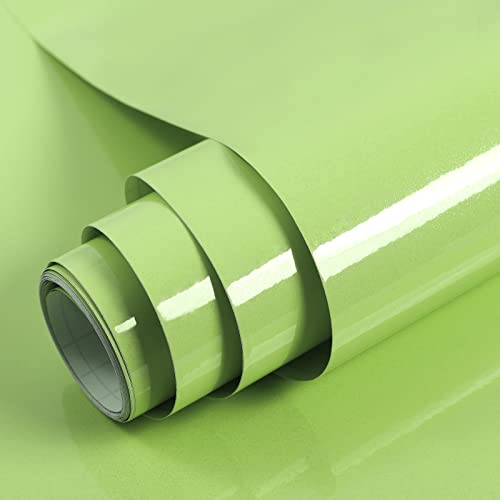 Hode Klebefolie Grün Glitzer 60cmX5m Möbelfolie Hellgrü Hochglanz Selbstklebende Folie Oberflächenschutz für Möbel Küche Schrank Wasserdicht Vinyl DIY Dekorfolie Tapeten