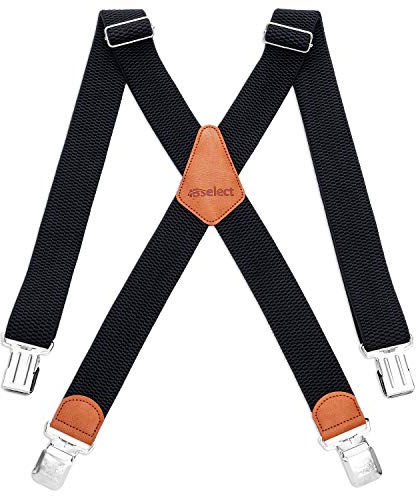 HBselect Hosenträger Herren mit 4 starken Clips 4 cm breit X-formoig elastisch einstellbar Länge für Damen Buro