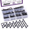 Swpeet Kit di 141 bulloni esagonali in acciaio al carbonio, 14 diverse dimensioni, M6 x 16 mm-80 mm, con 1 chiave a brugola, vite per mobili, cinture a testa svasata in pelle