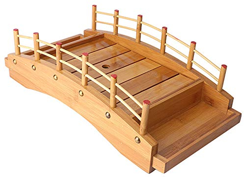 Japonés Cocina Sushi Puente De Arco Barcos Creativo Bandeja Para Servir Sashimi Lámina Plato De Comida Vajilla De Sushi Decoración Ornamento Para Restaurante O Hogar (Bambú),53x26cm