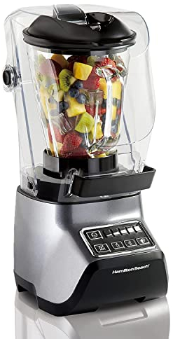 Licuadora Hamilton Beach SoundShield Blender, 55% Menos de Ruido, 950 W, 3 Modos de Funcionamiento Predeterminados, Jarra MultiBlend 1.5 L, Jarra Individual Antirroturas de 0.6 L, Plata (53602-CE)