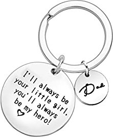 Porte clés papa,Lettre sculpté Porte clés,Pères Cadeau de fête des pères,Dad I'll Always be Your Little Girl You'll Always be My Hero, Cadeau de Fête des Pères pour Anniversaire de Père.