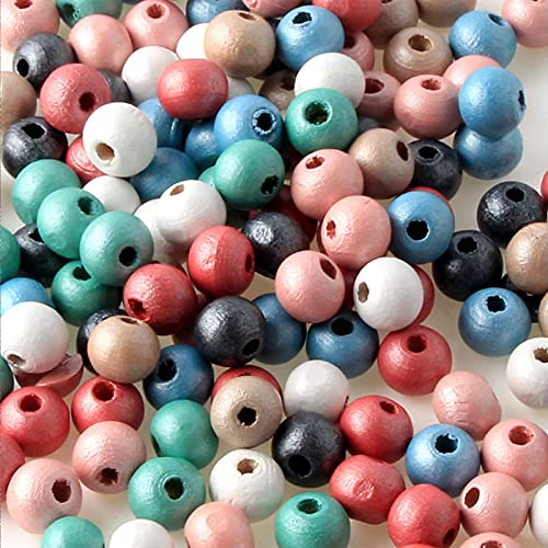 HERZWILD bunte holzperlen zum auffädeln 1000stk holzperle farbig bastelnperlen f. DIY schmuck Herstellung (8mm Pearl color)