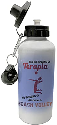 Borraccia in Alluminio Beach Volley Non ho Bisogno di Terapia, ho solo bisogno di giocare a Beach Volley Borraccia500 ml Gadget Idee Regalo Idea Regalo Divertente