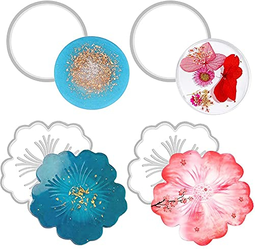 EQLEF Moulle Silicone Resine Epoxy, Moule à sous-Verre en Silicone Moule en Silicone pour résine époxy Accessoires pour Le Moulage avec de la résine