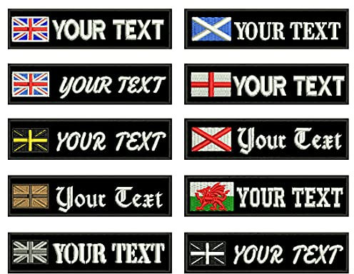 Custom 2 Pieces England UK Scotland Wales Flag Tactical Military Name Number Tag Patch Personalized