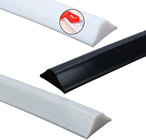 LLCC Silicone Shower Threshold Water Barrier Shower Barrier Wet Bathroom Sealing Strip Kitchen Water Retaining Strip Bath Shower Screen Barrier Waterproof Self Adhesive Water Retaining Dam 200CM