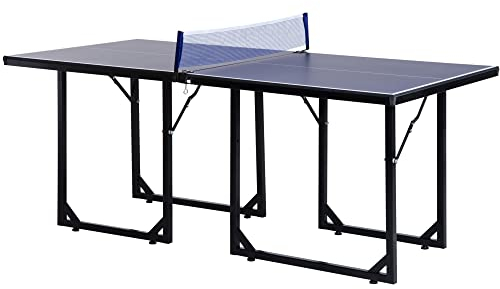 HOMCOM Tavolo da Ping Pong Pieghevole per Interni, Tavolo Ping Pong con Rete, Montaggio Non Richiesto, 182x91 cm, Blu e Viola