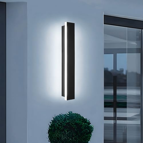 ZTWLEED LED Wandleuchte Aussen,8W/40CM Lange Aussenlampe Wand | IP65 Wasserdicht,Kaltweiß 6000K Außenwandleuchten für Gärten Villa Korridor Terrassenbeleuchtung, 110-240V,Schwarz