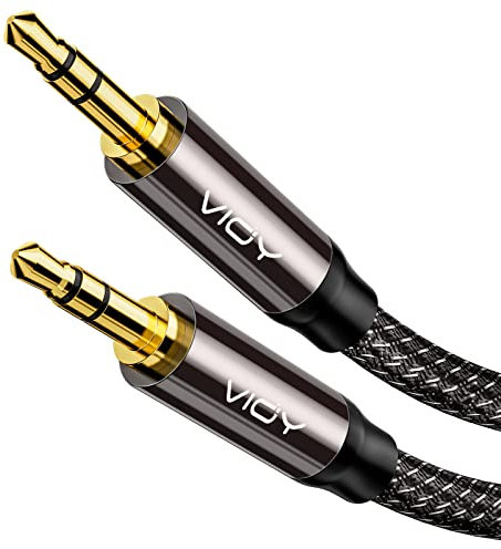 VIOY Aux Cable 1M, [Copper Shell, Hi-Fi Sound] 3.5mm Male to Male Headphone Braided Auxiliary Cord Compatible with Headphone, Smartphone, Home/Car Stereo, Speaker, Echo & More…