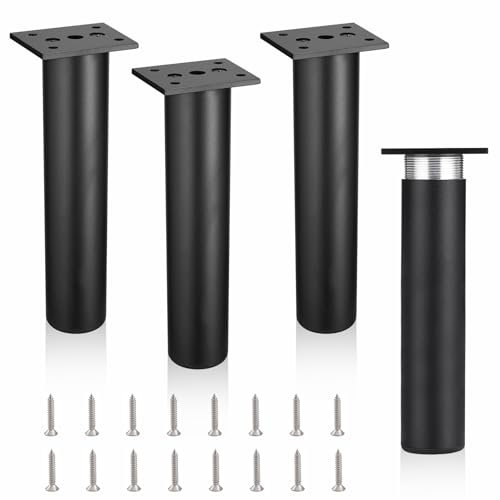 MixDora 4Pcs Adjustable Furniture Legs Black Metal Sofa feet Aluminum Alloy Couch Legs Wardrobe Foot Bed Feet Furniture Replacement Legs