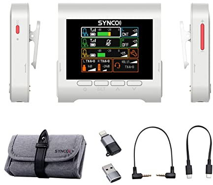 SYNCO Sistema Microfono Wireless G3 2.4G Microfono con Ricevitore a Doppio Canale 250M di Portata effettiva 8G di Memoria per Fotocamera per Smartphone