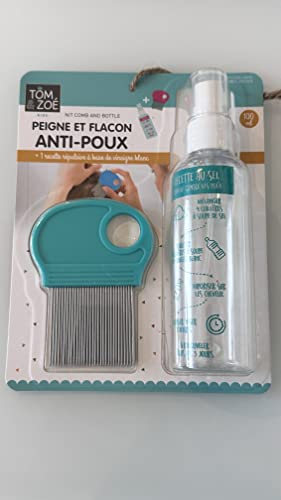 Les Pt'its Frenchies Läusekamm für Erwachsene und Kinder, aus Edelstahl, mit Lupe, 100% natürliches Alternativverfahren für die ganze Familie – Flasche + 100% natürliches Rezept (Rosa)