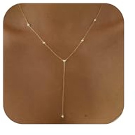 Fwlisesa Gold Necklace for Women, Dainty Gold Long Necklace 14k Gold Plated Long Drop Necklace Simple Gold Chain Statement Necklaces for Women Trendy Simple Long Body Chain Prom Jewelry Accessories