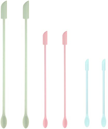 Small Silicone Spatulas - Makeup reusable beauty spatula - Mini rubber tiny nonstick cookware for cosmetics, spoonula,Jar bottles,food scraper, milk, coffee, Home kitchen cooking utensils set - 6 Pack