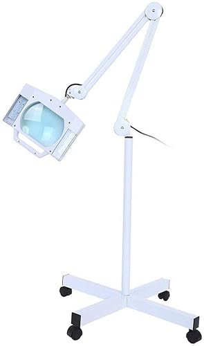 HWSY Lampe loupe sur Pied, loupe 5X avec lumière du Jour LED, Hauteur réglable pour la Lecture, la beauté, la manucure, Le Tatouage, Le Salon, l'artisanat Interesting