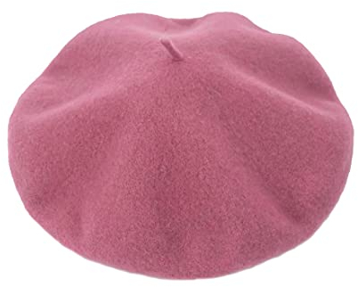 JOYHY Herren Unifarbe Wolle Künstler Französischer Baskenmütze Barette Hüte Berry Pink