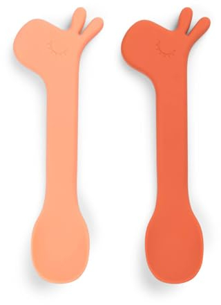Done by Deer Silikon Löffel 2-er Pack Lalee Papaya - Baby Löffelset - Esslernlöffel aus 100% Silikon in Lebensmittelqualität