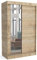 Brent - Kleiderschrank mit Spiegel 100cm Breit Windsor Tomy I Schlafzimmerschrank mit 2 Kleiderstange und Einlegeböden für Kleidung I Kleiderschrank Sonoma Eiche