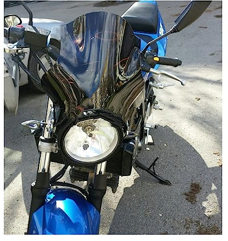 Motorrad Windschild Für Suzuki Für SV650 Für SV1000 Für SV 650 1000 Scheinwerfer Seite Montage Halterung Windschutzscheibe Windschutz Bildschirm Motorrad Windabweiser (Farbe : Schwarz)