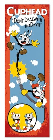 Grupo Erik Poster Türposter Cuphead Poster Covers Kunstdruck - Deko Wohnzimmer oder Deko Schlafzimmer - Deko Zimmer - Größe : 53 x 158 cm - Offizielle Lizenz