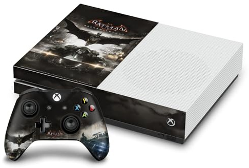 Head Case Designs Offizielle Batman Arkham Knight Schluessel Kunst Grafiken Vinyl Haut Gaming Aufkleber Abziehbild Abdeckung kompatibel mit Xbox One S Console and Controller Bundle