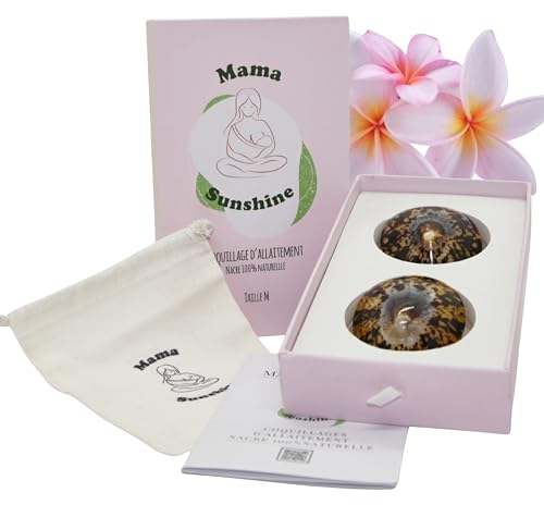 Mama sunshine Coquillages d'allaitement Nacre Naturelle - Protège-Mamelons Écologiques - Soulagement des Douleurs et Prévention des Crevasses - Taille M 5,5 cm à 6 cm