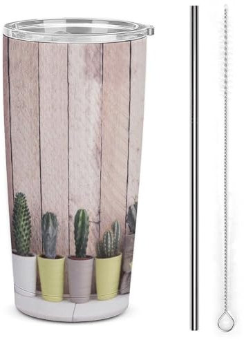 Tumblers Cup Succulent Plant Pots Insulated Coffee Mug Travel Tumbler Stainless Steel Cup, Customized Any Name and Number with Lid 20 Oz Cup for Men Women
