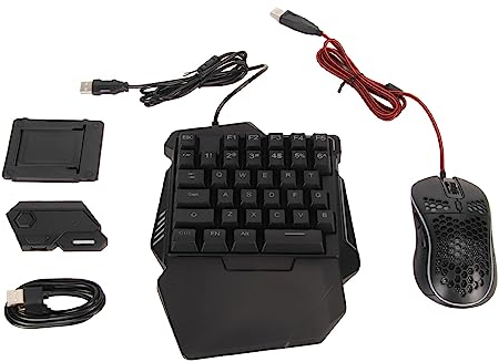 Einhändige Halb-Gaming-Tastatur und -Maus-Kombination, mit Tastatur-Maus-Konverter, Bluetooth 5.0-Verbindung, Unterstützt Automatische Grifferkennung