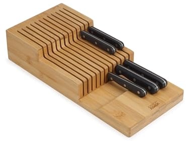 Joseph Joseph Drawerstore Knife Organiser, Holds Up to 12+ Knives, Kitchen Organisation & Drawer Storage, Bamboo