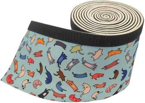 KabelDirekt 3m Long Easy Cut Velcro Cable Management Cable Tidy - Colourful Cat Design