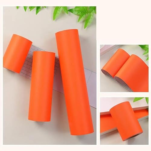 Dostear BordüRe Selbstklebend Kinderzimmer Tapeten Wohnzimmer Wanddeko Badezimmer 3d Fliesenaufkleber Wandleisten orange Farbe 10cm X 500cm