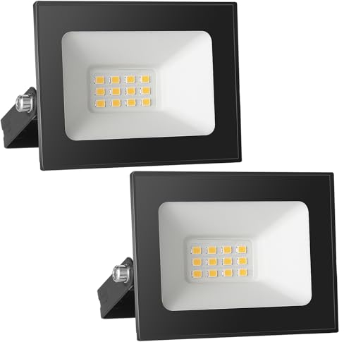 Royana 12 V 10 W Proyector LED Exterior: IP65 Impermeable 3000 K Iluminación de seguridad para patio, terraza, jardín, garaje (2 piezas)
