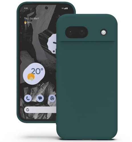 YATWIN Coque pour Google Pixel 8A, Housse en Silicone Doux avec Découpes Précises pour Caméra, Design Ultra Mince, Protection 360° à Bords Surélevés - Vert