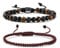 KRFY Men's Bracelet, 2 Pack Handmade Elastic Rope Beaded Bracelets, Adjustable Lava Stone & Tiger Eye Black & Brown Men's Bracelets