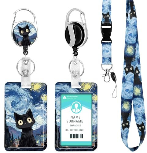 Porte Badge avec Cordon,Tour de Cou Badge avec Porte-Cartes,Porte Badge Enrouleur, Strap Neck avec Swivel Lobster Clasp pour Porte Badges d'Identification