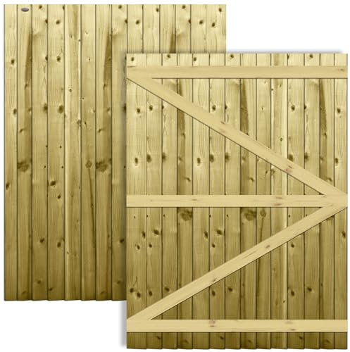 H.6ft (180cm) x W.4.5ft (135cm) Pressure-Treated (Tanalised) Pedestrian Garden Gate Flat Overlapping Feather Edge Boards on a Semi-Braced Timber Frame Latch & Hinge Pack Not Required