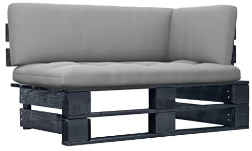 HEFZGDB Garten-Ecksofa aus Paletten Schwarz Imprägniertes Kiefernholz Lounge Sofa Terrassenmöbel Outdoor Sofa Geeignet für Garten, Terrasse, Pool.