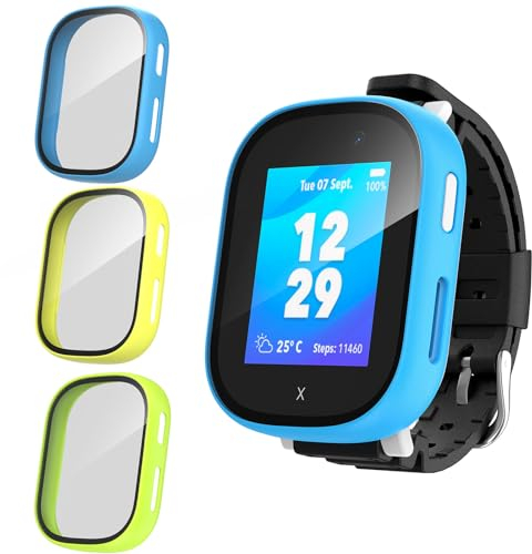 GlasFlength 3 Stück Schutzhülle für Xplora X6 Play Schutzhülle mit Displayschutz, Hard PC 360° Rundum Kratzfest Stoßfest Gehäuse Ultradünne Schutz Case Cover für Xplora X6 Play Kinder Mädchen Jungen